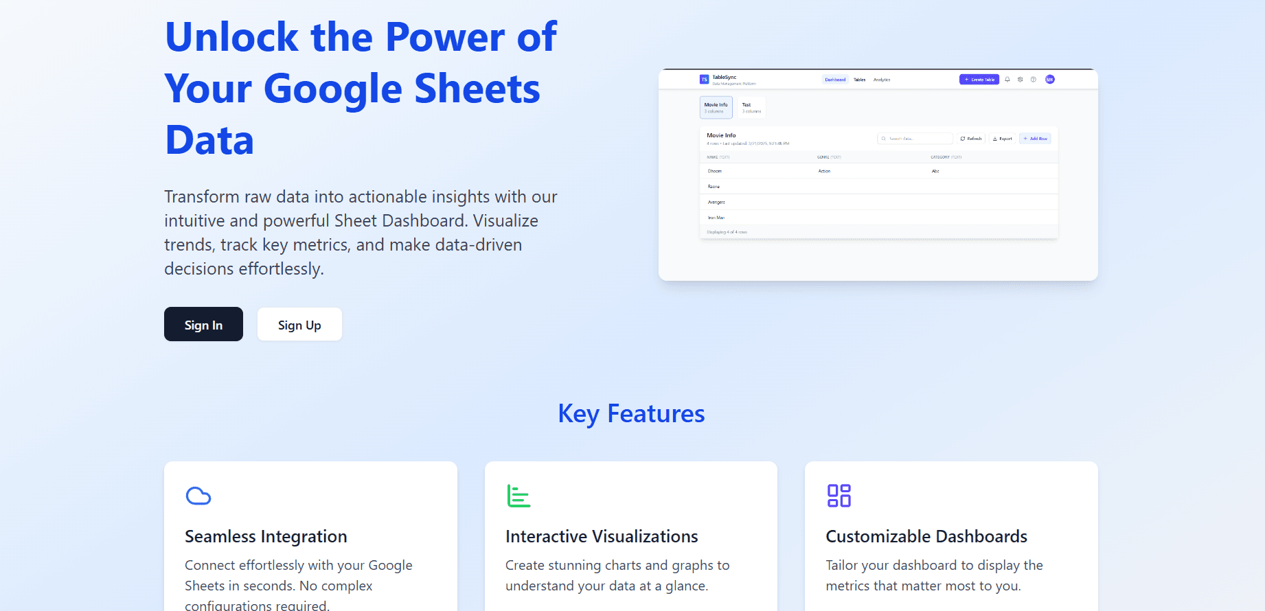 TableSync : Sync google sheet